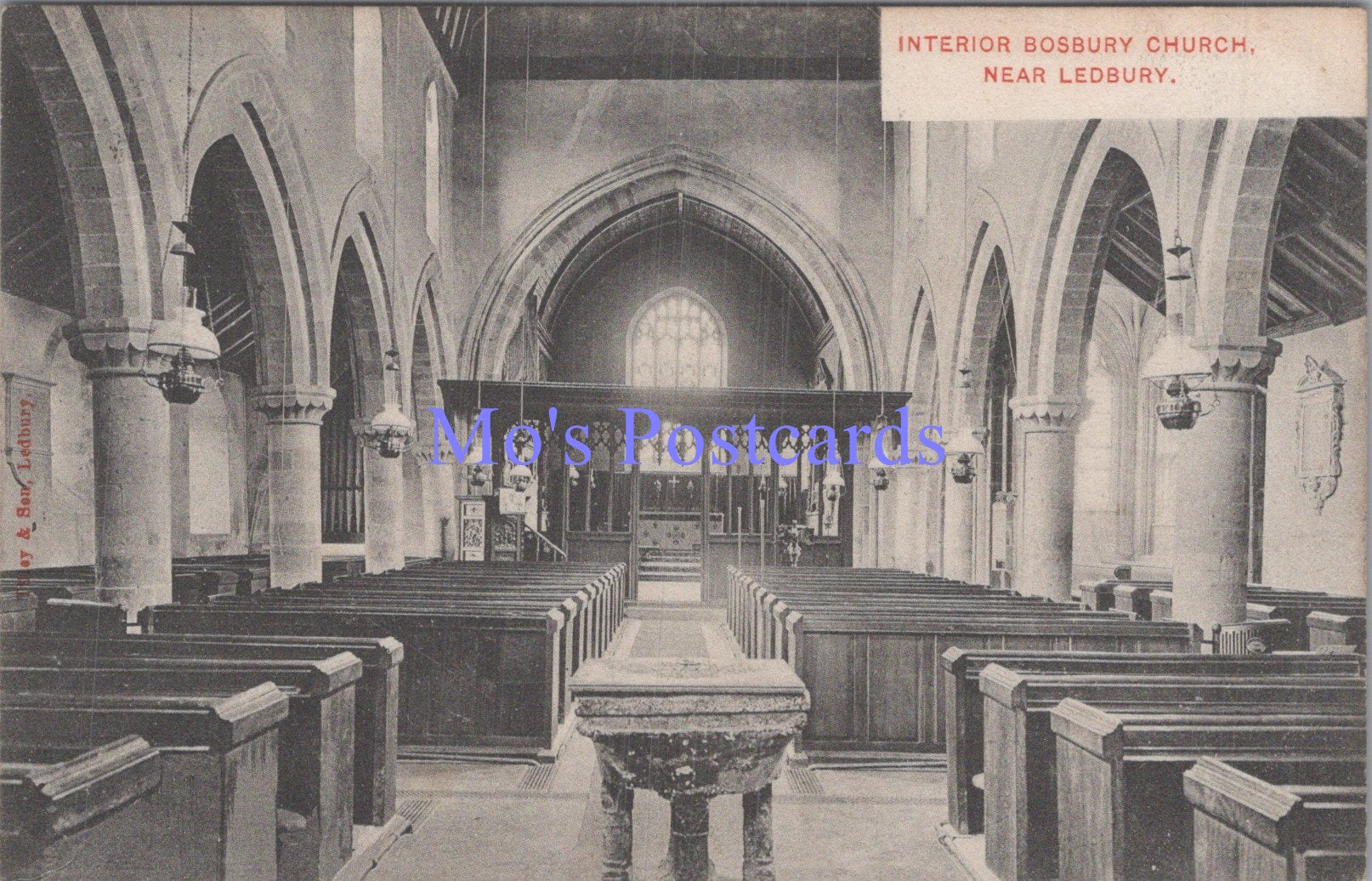 Herefordshire Postcard - Bosbury Church Interior, Near Ledbury  DC1952