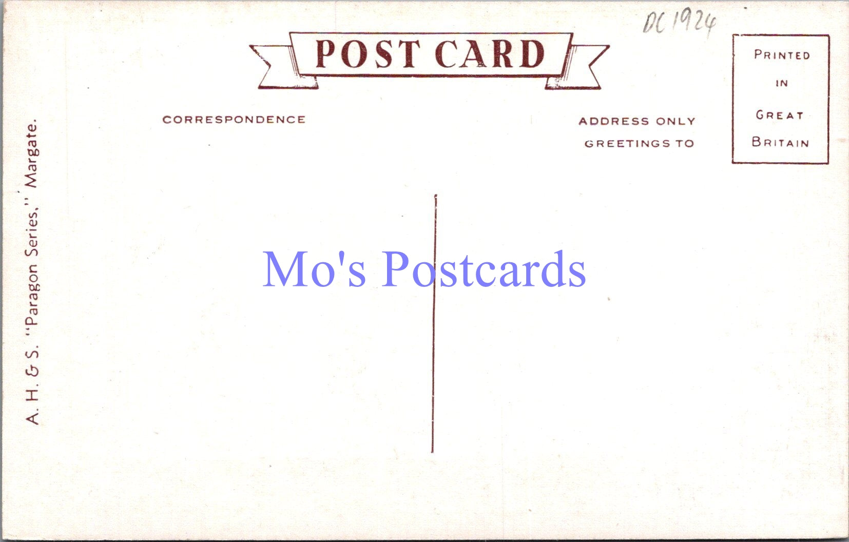 Kent Postcard - Margate Sands and Clock Tower    DC1924