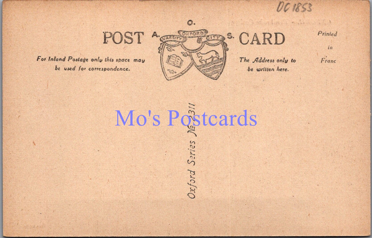 Oxfordshire Postcard - Oxford, Pembroke College    DC1853