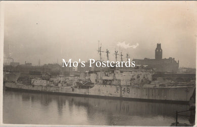 Naval Postcard / Photo - HMS Holderness F148 Awaiting Scrapping  