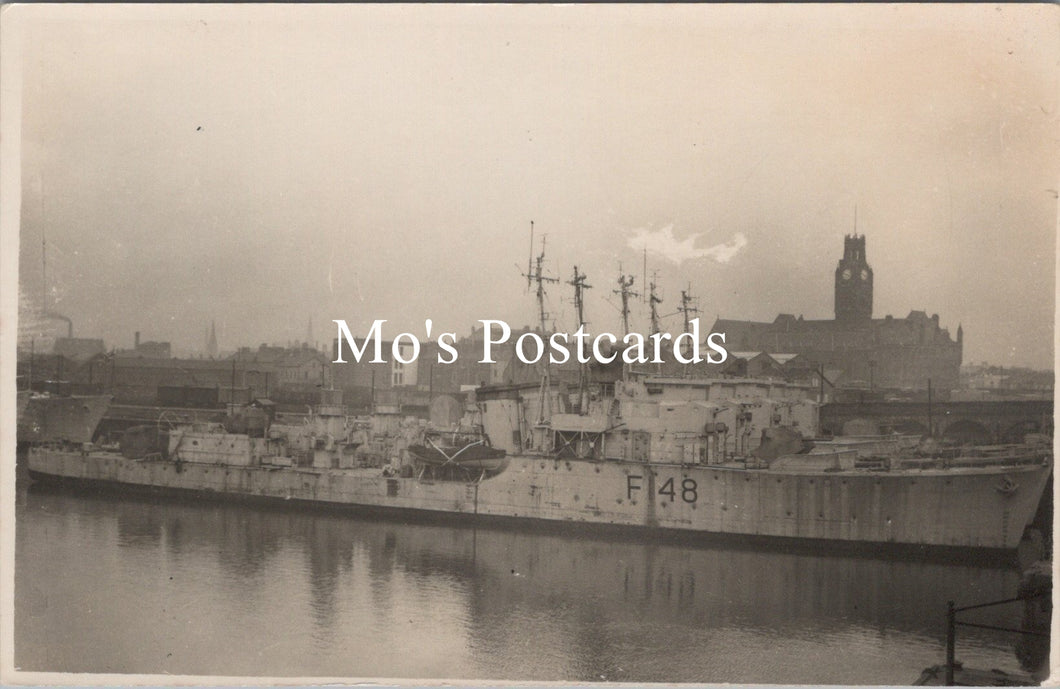 Naval Postcard / Photo - HMS Holderness F148 Awaiting Scrapping  