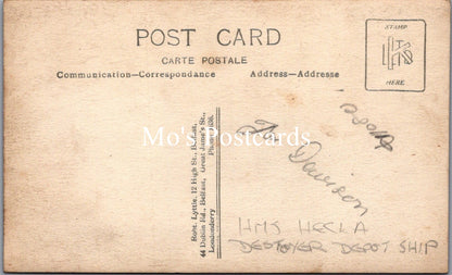 Back of a vintage postcard with text and a stamp placeholder.