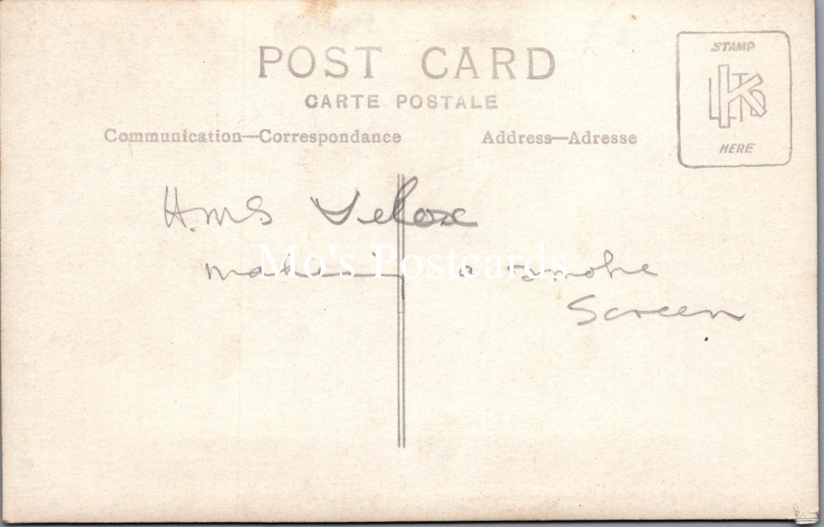 Naval Shipping Postcard - H.M.S. Velox, Destroyer Making a Smoke Screen  SW16734