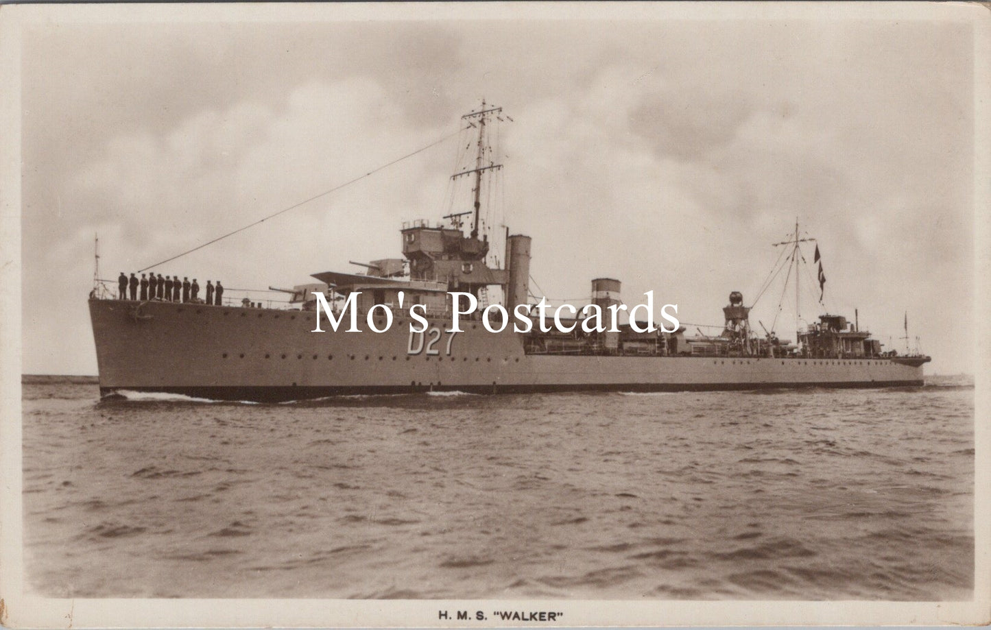 Naval Postcard - HMS Walker, Royal Navy W Class Destroyer  SW20248