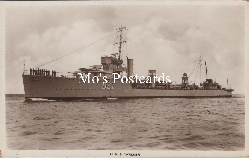 Naval Postcard - HMS Walker, Royal Navy W Class Destroyer  SW20248