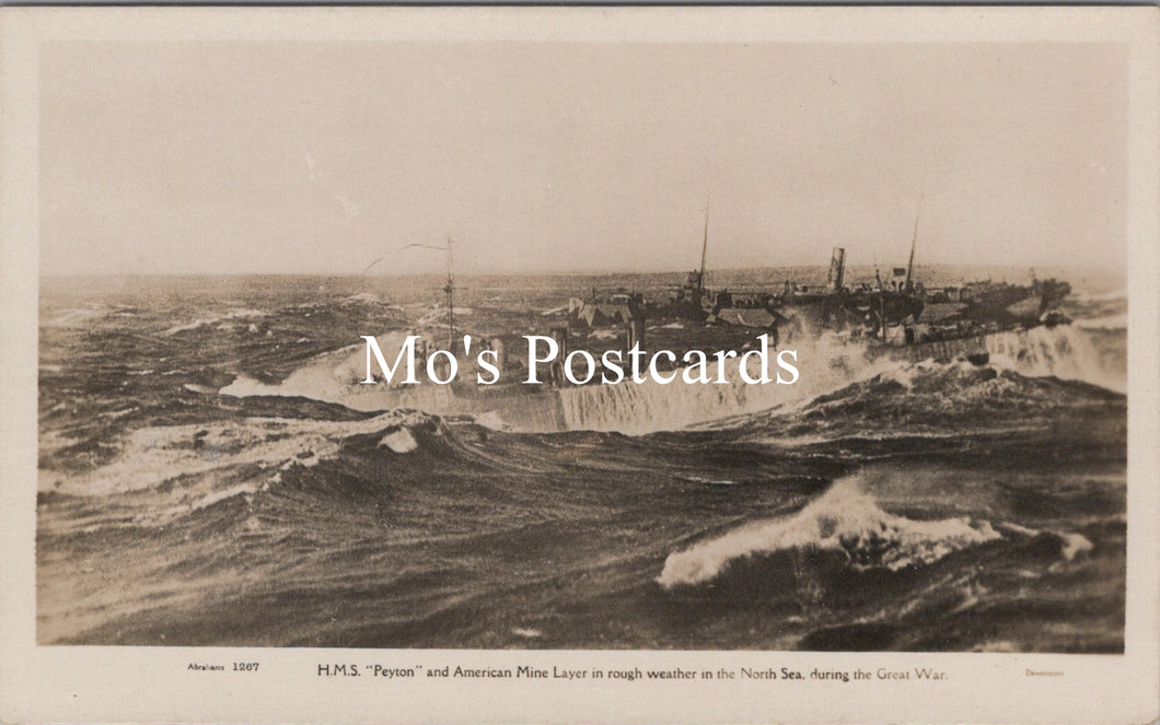 Naval Postcard - HMS Peyton and American Mine Layer SW20263