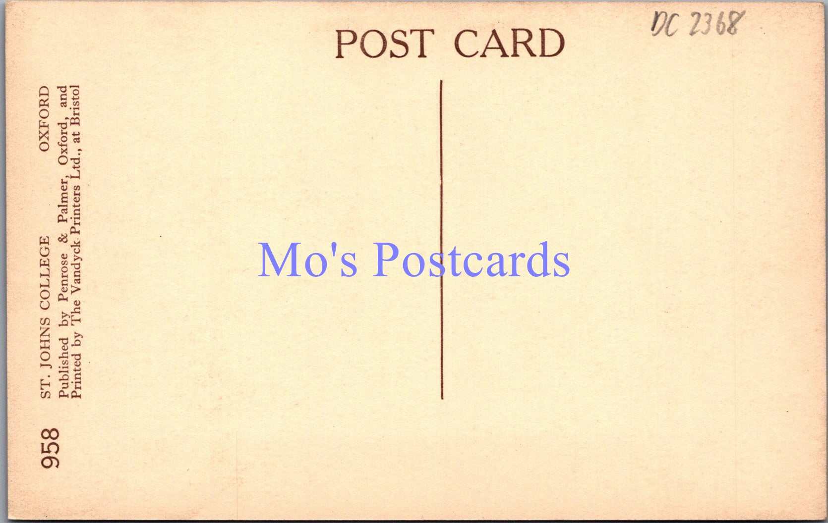 Oxfordshire Postcard - Oxford, St John's College Rock Garden DC2368