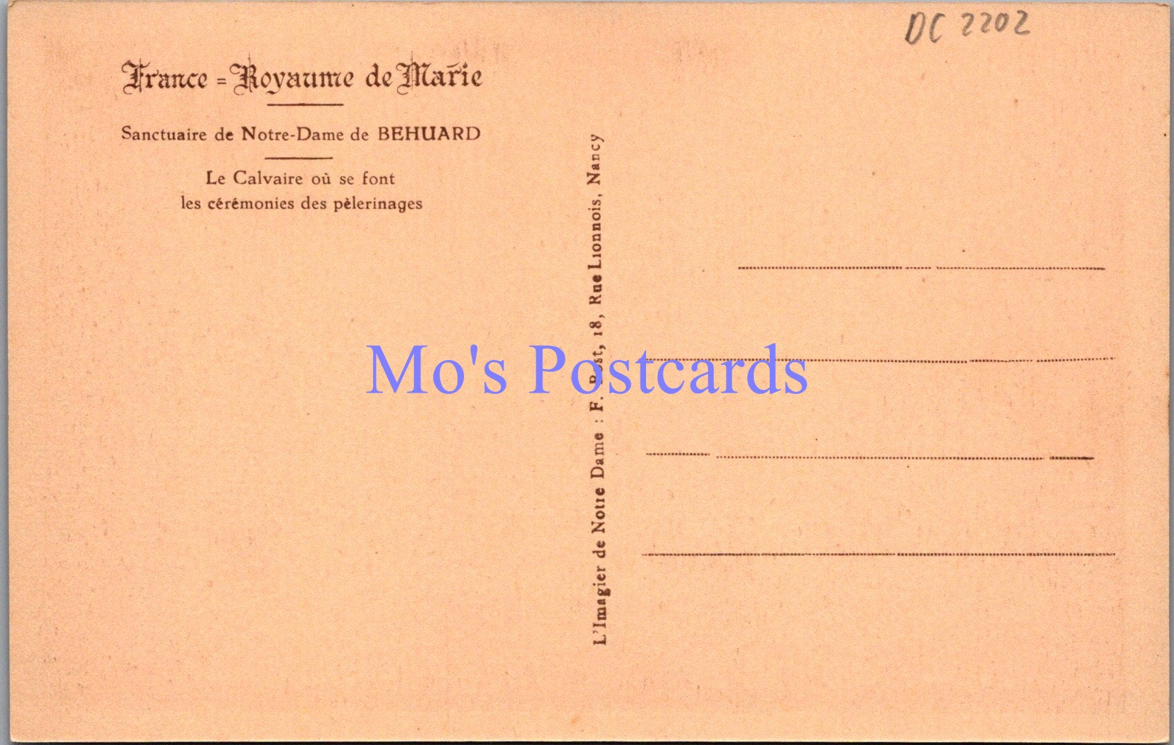 France Postcard - Sanctuaire De Notre-Dame De Behuard  DC2202