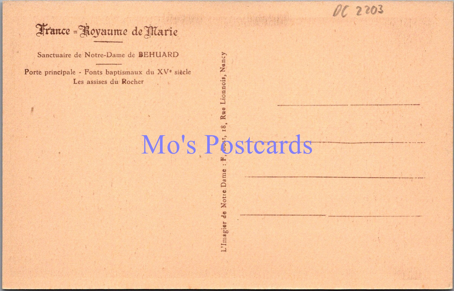 France Postcard - Sanctuaire De Notre-Dame De Behuard  DC2203