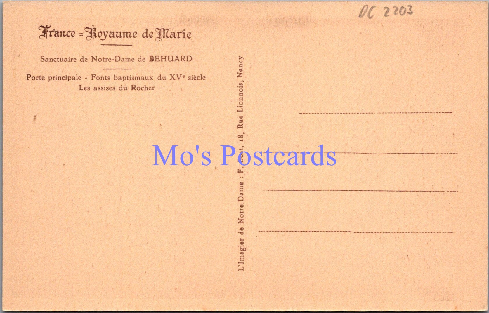 France Postcard - Sanctuaire De Notre-Dame De Behuard  DC2203