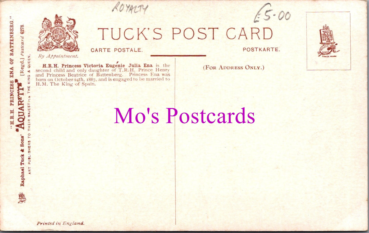 Royalty Postcard - H.R.H. Princess Ena of Battenberg  SW14595