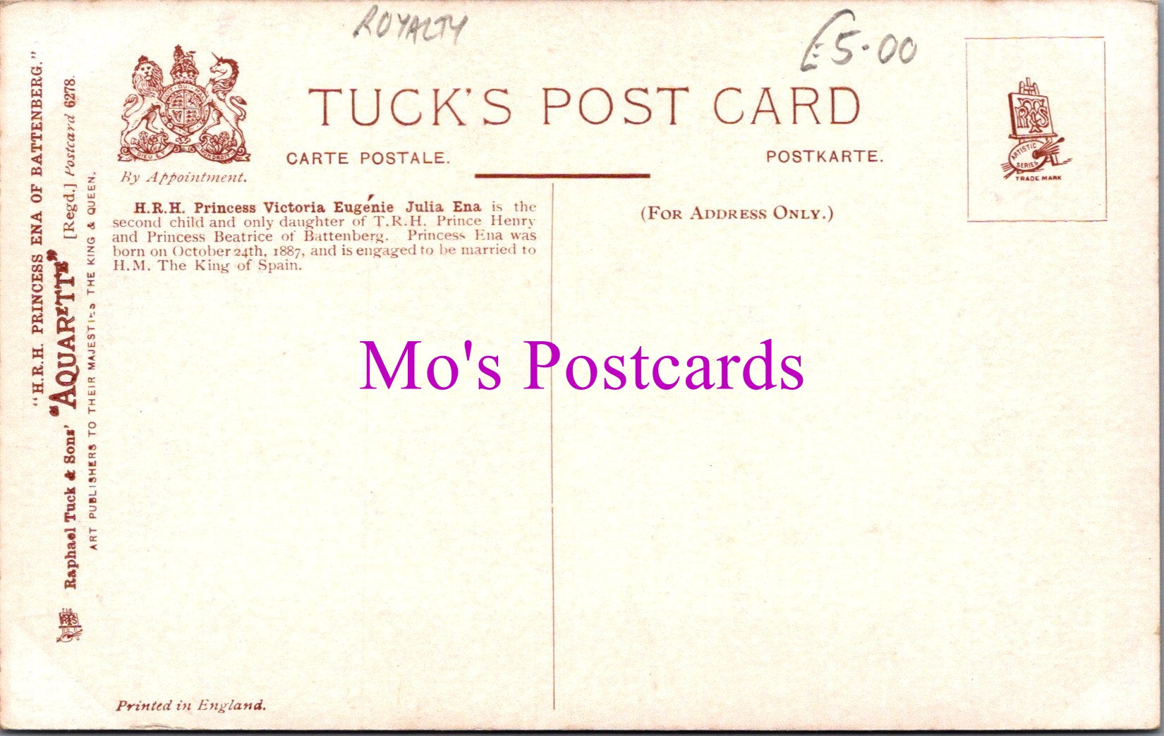 Royalty Postcard - H.R.H. Princess Ena of Battenberg  SW14595