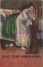 Load image into Gallery viewer, Comic Postcard - Couple, Marriage, Bed, Trousers, Secrets SW14615
