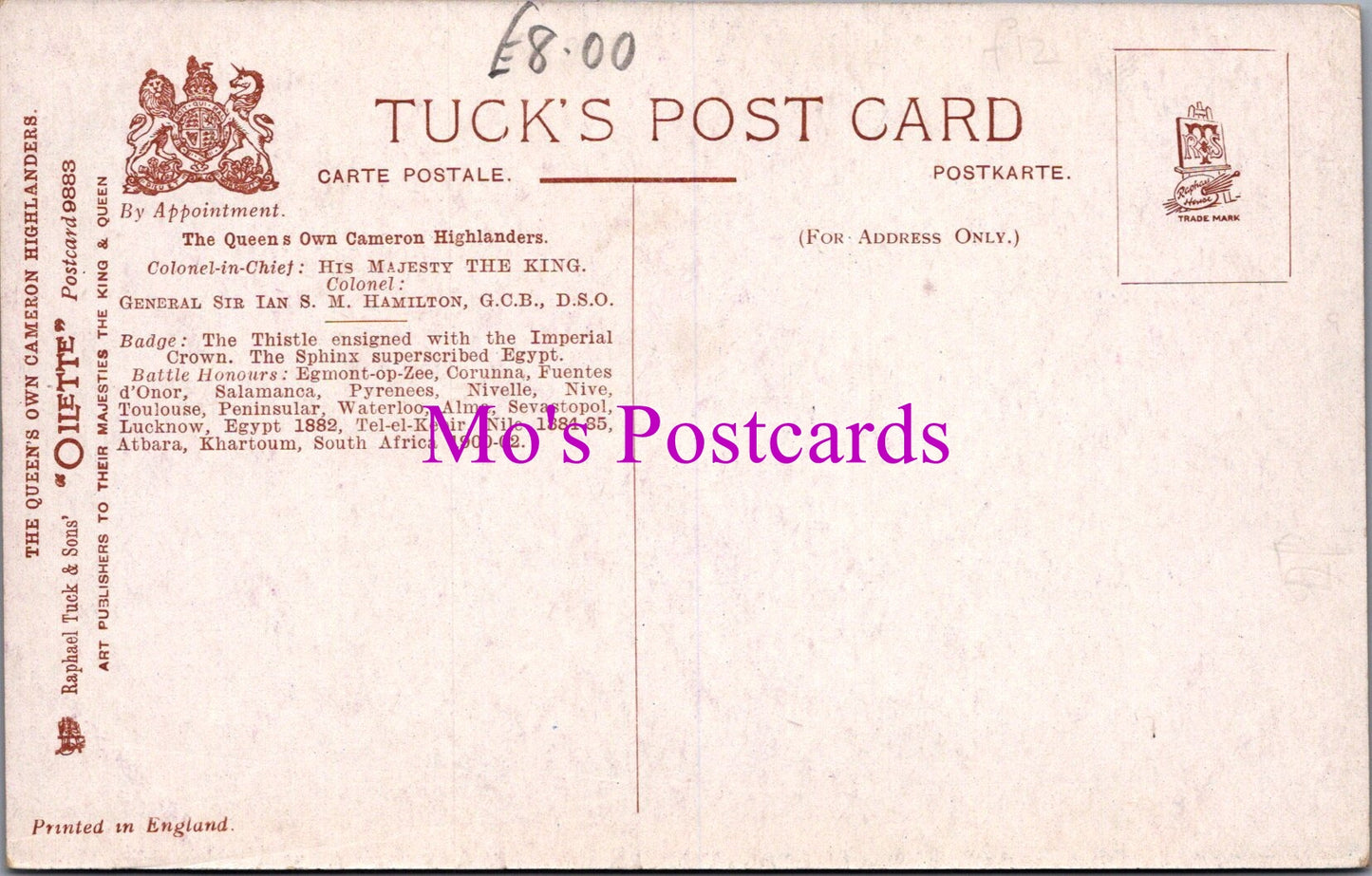 Military Postcard - The Queen's Own Cameron Highlanders   SW14624