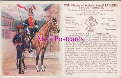 Military Postcard - 12th Prince of Wales's Royal Lancers  SW14625