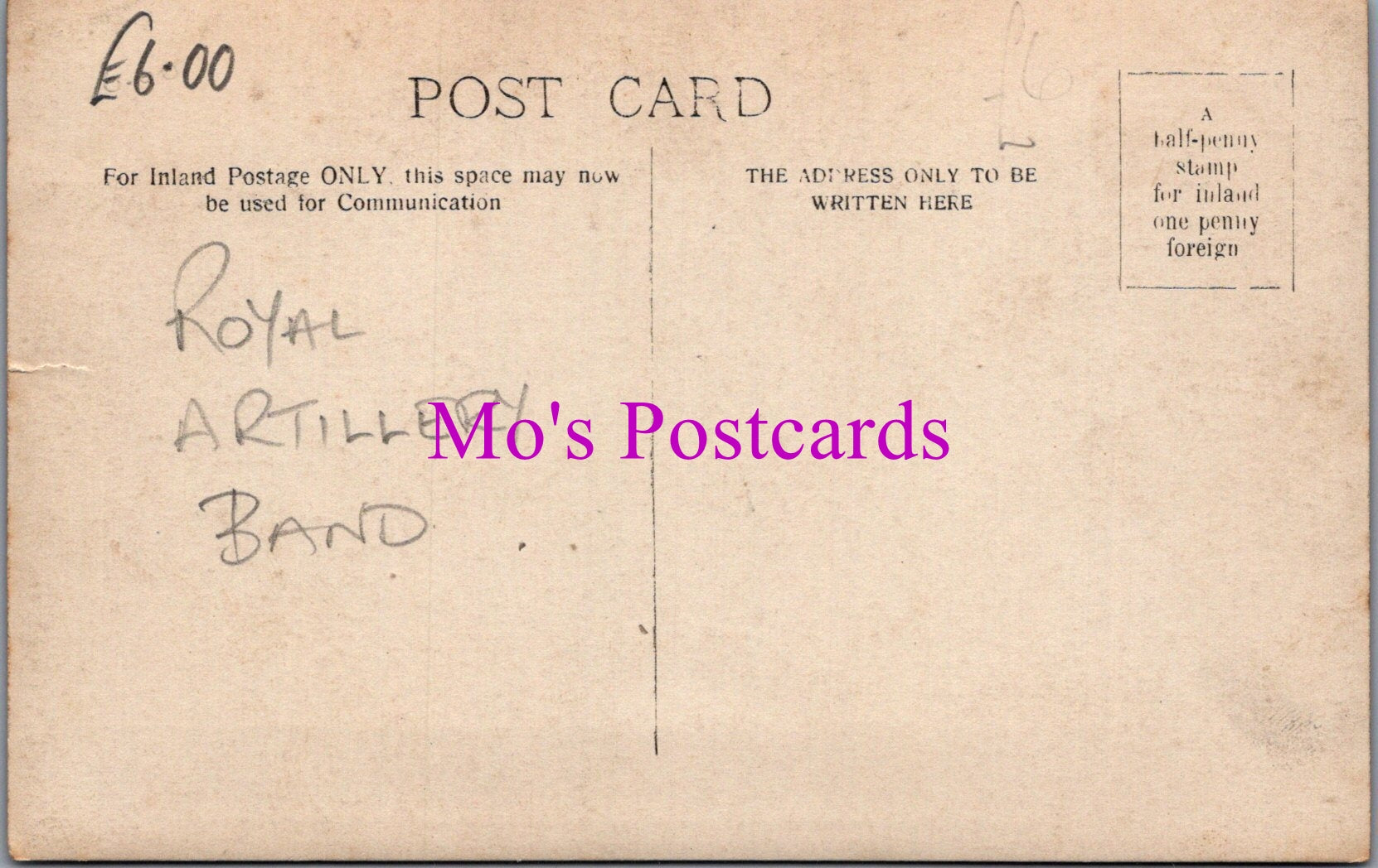 Military Postcard - Royal Artillery Band    SW15132