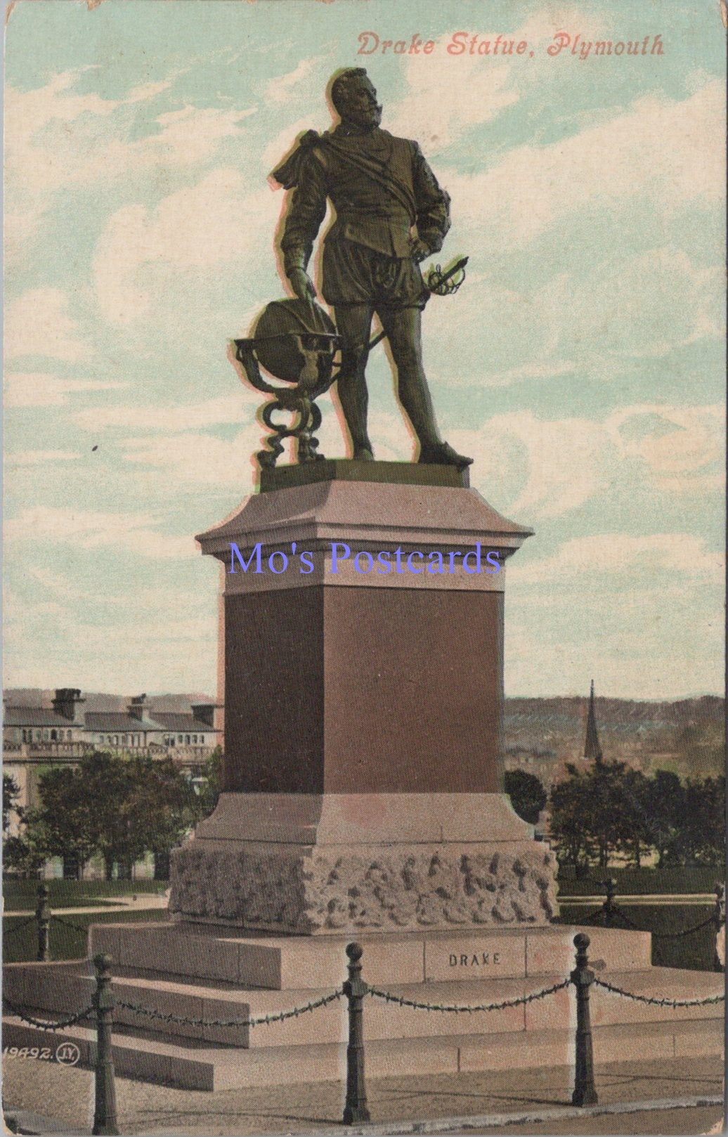 Devon Postcard - Plymouth, Drake Statue  SW13825