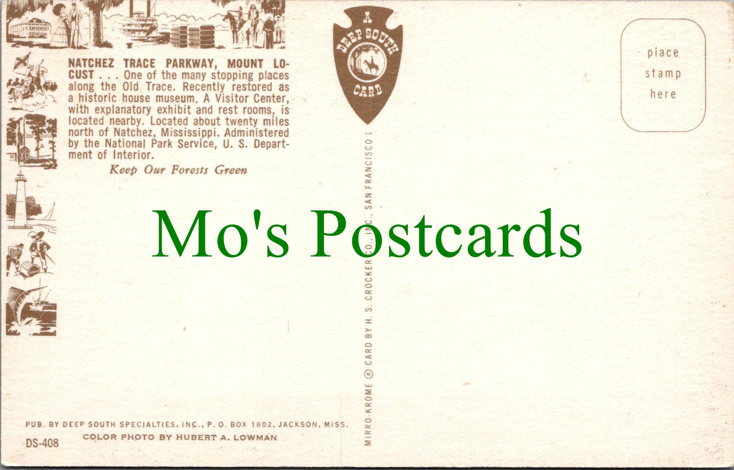 America Postcard - Natchez Trace Parkway, Mount Locust  SW13619