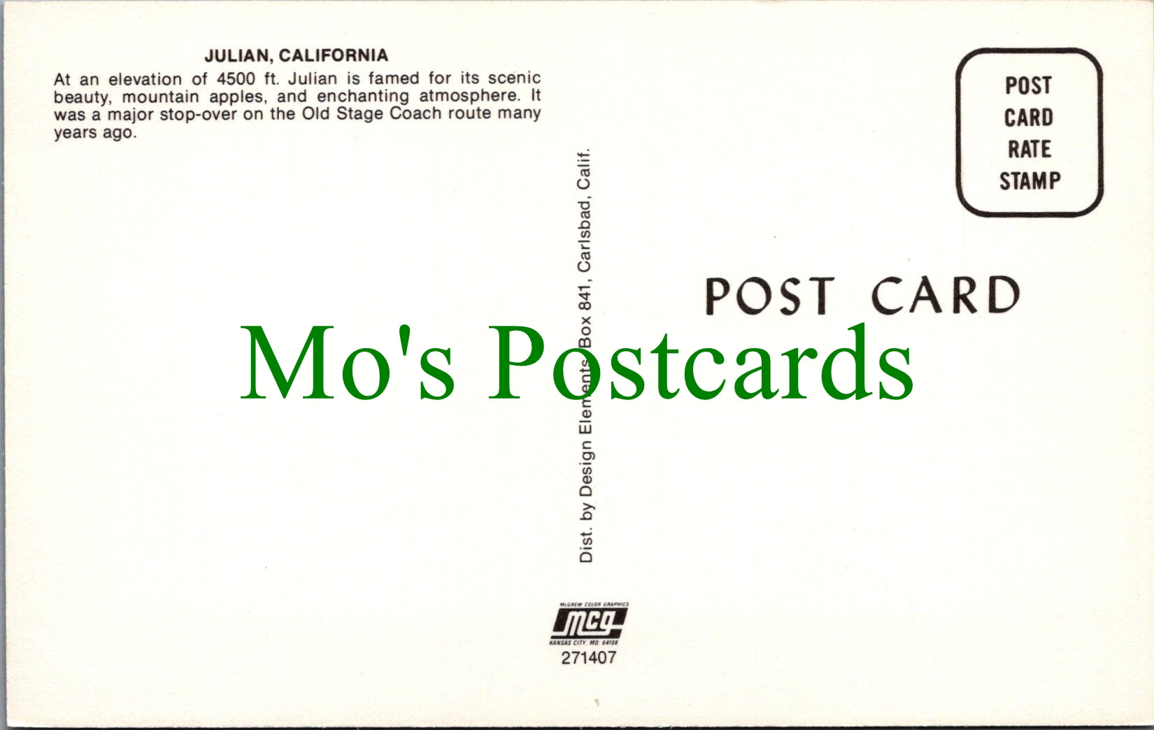 America Postcard - Julian, California  SW13620