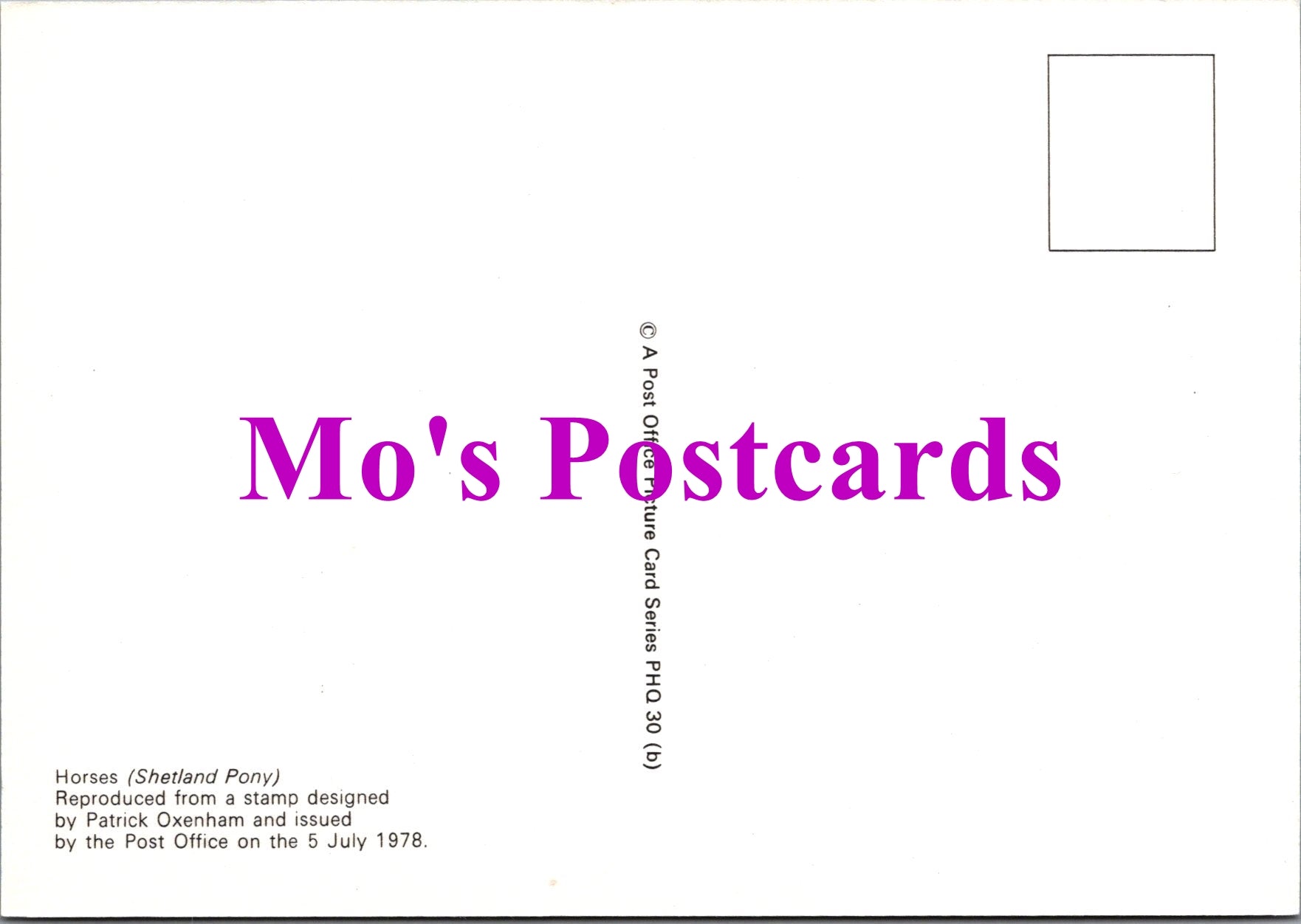 Animals Postcard - Shetland Pony Stamp Design   SW15008