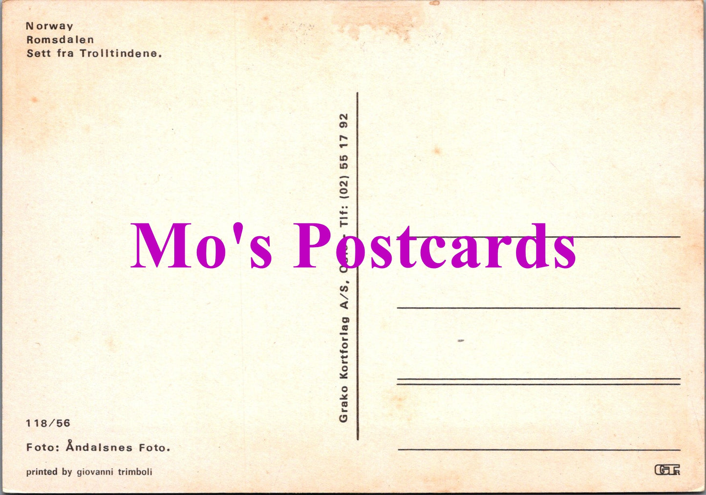 Norway Postcard - Romsdalen, Sett Fra Trolltindene  SW15025