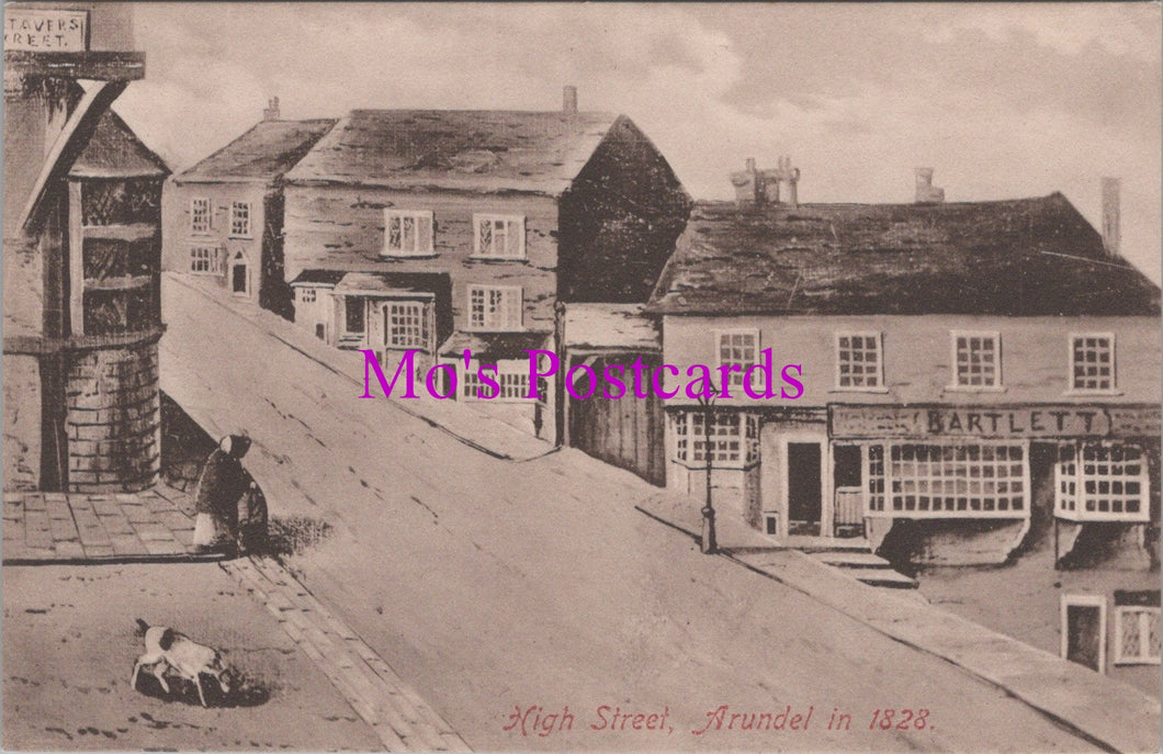 Sussex Postcard - Arundel High Street in 1828 - SW14197