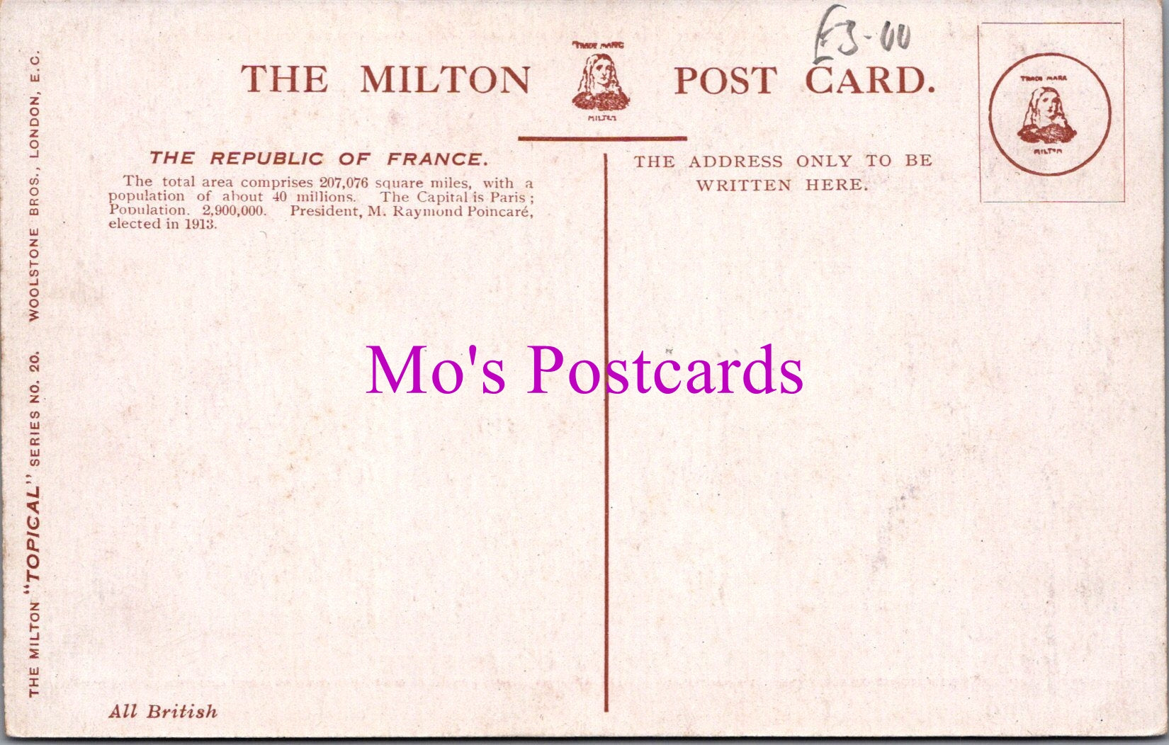Patriotic Postcard - The Republic of France Flag  SW14260