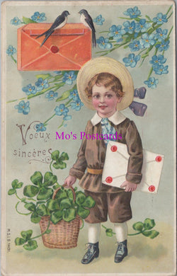 Embossed Greetings Postcard - Sincere Wishes, Voeux Sinceres   SW14276