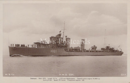 Naval History Postcard - HMS Esk, Royal Navy E-Class Destroyer XT118
