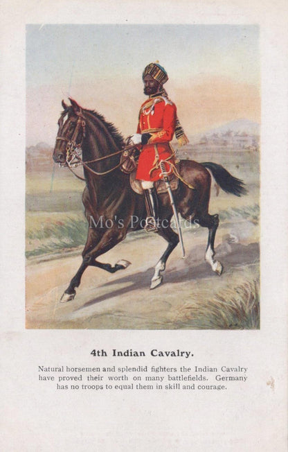 Military History Postcard - 4th Indian Cavalry, World War One, WW1 - XT964