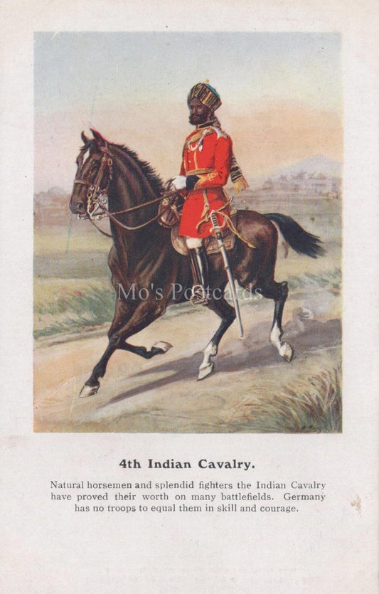 Military History Postcard - 4th Indian Cavalry, World War One, WW1 - XT964