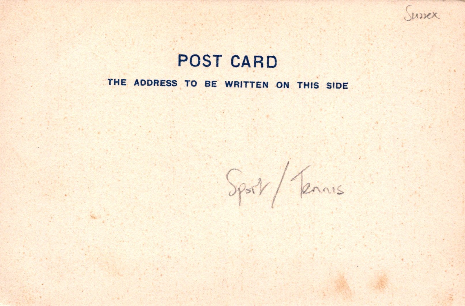 Vintage postcard with text and signature on a beige background