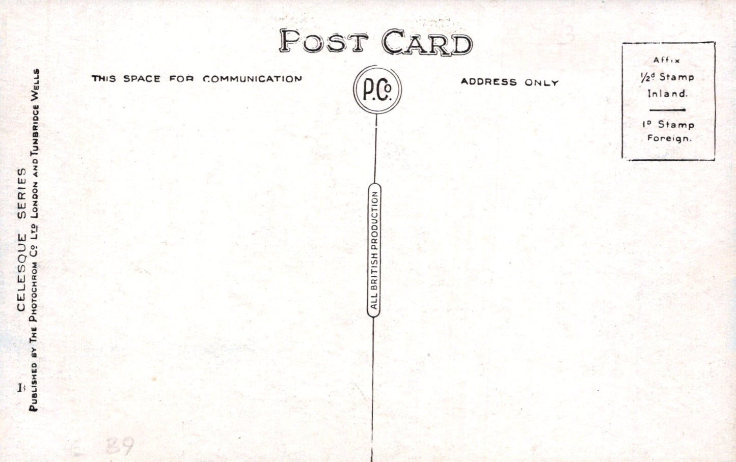 Vintage postcard with black text and symbols on a white background