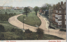 Load image into Gallery viewer, Vintage postcard of a park with winding path and buildings in Tunbridge Wells.
