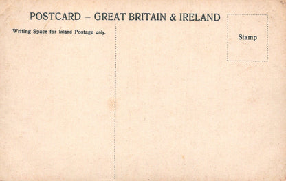 Vintage postcard back with text and stamp area for Great Britain & Ireland