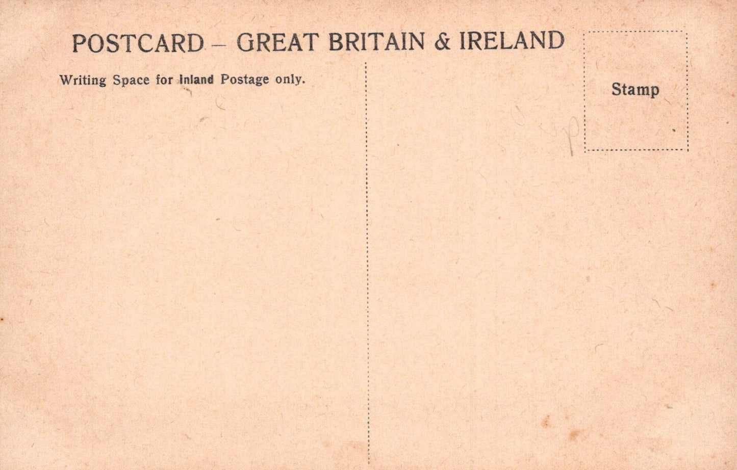 Vintage postcard from Great Britain & Ireland with stamp area on beige background