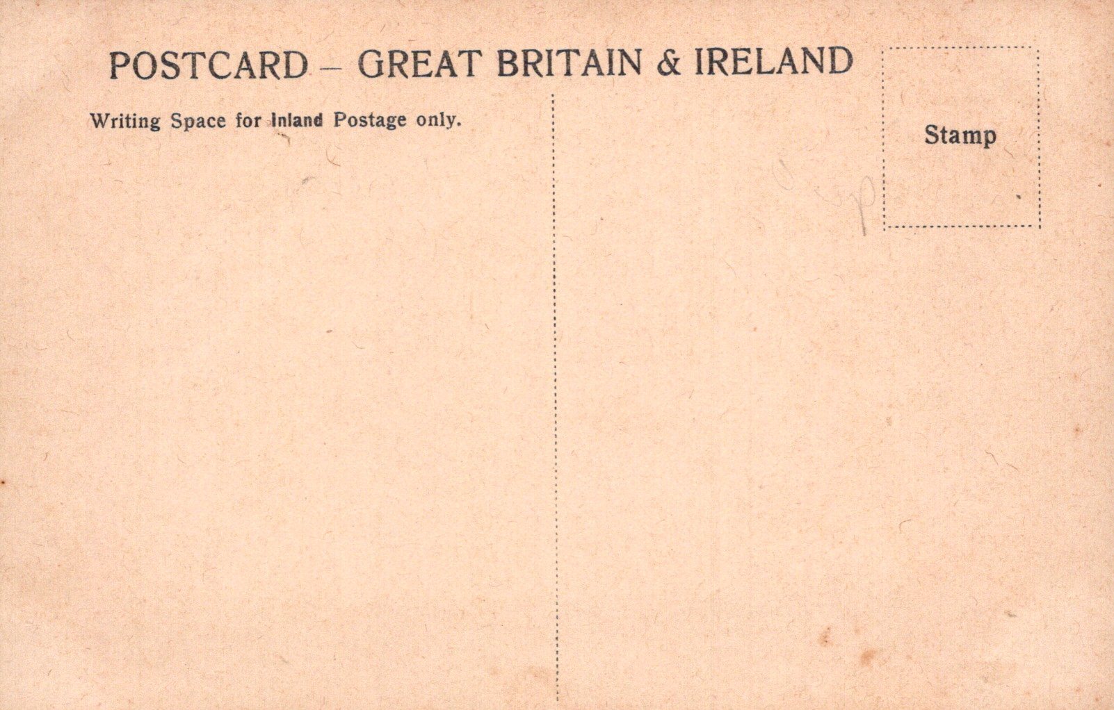 Vintage postcard from Great Britain & Ireland with stamp area on beige background
