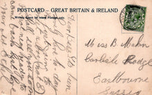 Load image into Gallery viewer, Vintage postcard from Great Britain &amp; Ireland with handwritten text and a stamp.
