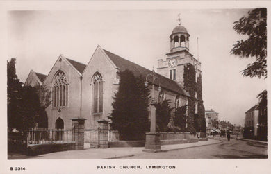 Vintage black and white photograph of a church in Lymington