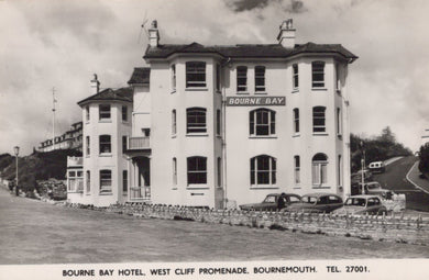 Vintage black and white photo of the Bourne Bay Hotel in Bournemouth
