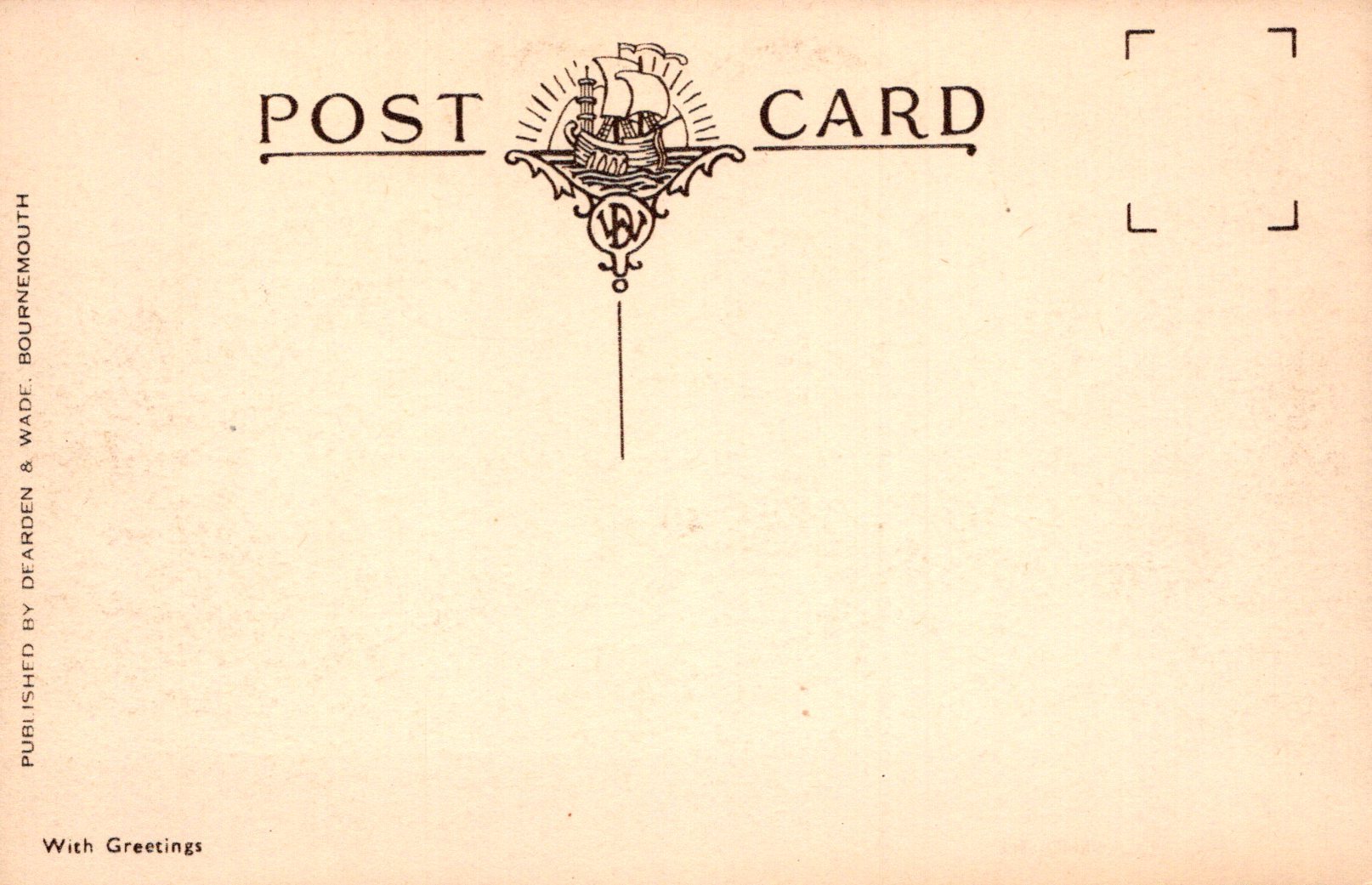 Vintage postcard with ship illustration and text on a beige background