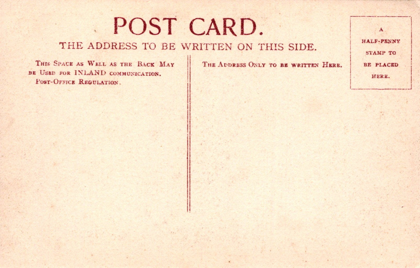 Vintage postcard with text and a stamp area on a beige background
