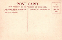 Load image into Gallery viewer, Vintage postcard with text and a stamp area on a beige background
