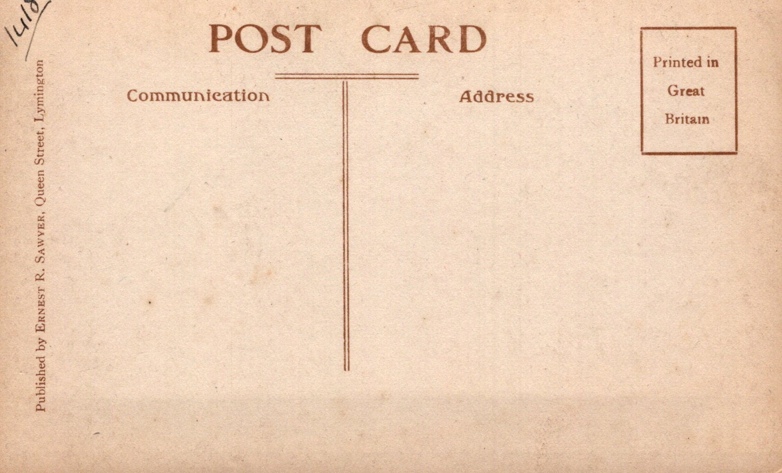 Vintage-style postcard with text and design elements on a beige background