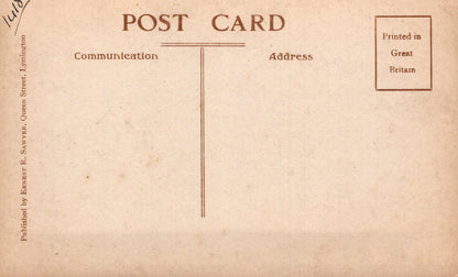 Vintage-style postcard with text and design elements on a beige background