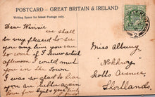Load image into Gallery viewer, Vintage postcard from Great Britain &amp; Ireland with handwritten text and a stamp.
