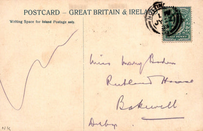 Vintage postcard from Great Britain & Ireland with a stamp and handwritten text.