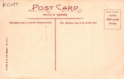 Vintage postcard with text and design elements on a beige background