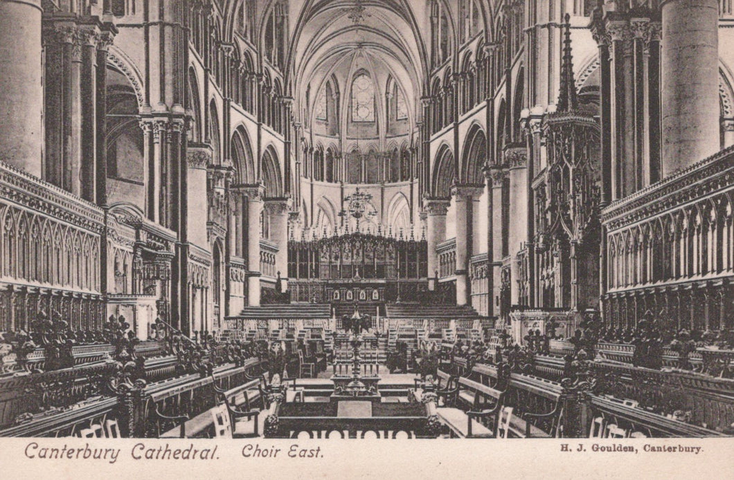 Vintage black and white photograph of Canterbury Cathedral's Choir East