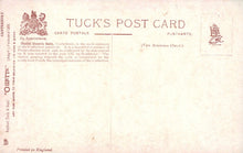 Load image into Gallery viewer, Back of a Tuck&#39;s postcard with text and logos on a light pink background

